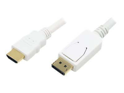 LogiLink 2m, HDMI-DP, 2 m, HDMI, DisplayPort, Guld, 1920 x 1080 pixlar, Vit