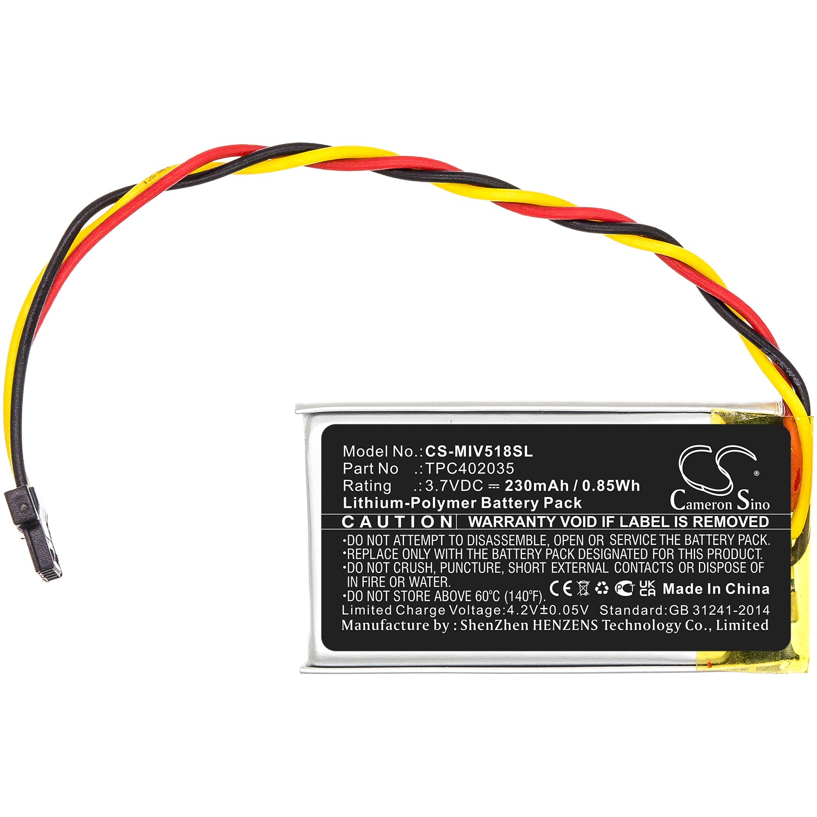 Cameron Sino batteri Tpc402035 till Mio MiVue 508/518/538/568/588/608/618/658/688/698/792/528, bild 3