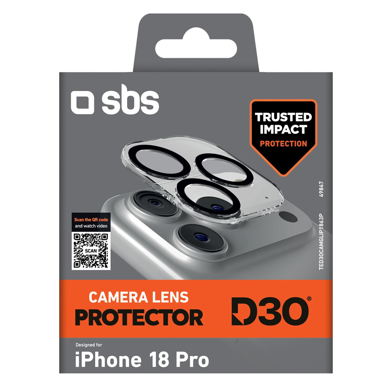 SBS D3O-kameralinsskydd för iPhone 18 Pro, bild 2