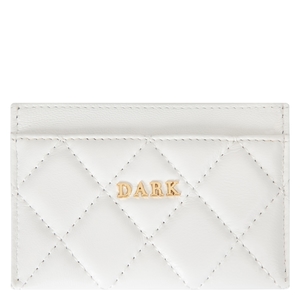 DARK Leather Quilted Card Holder Off White