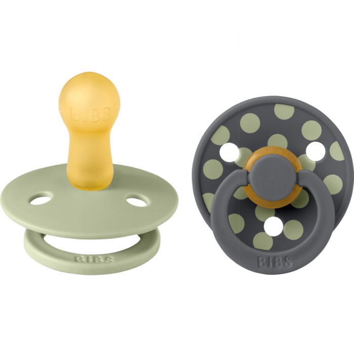 BIBS Pacifier Studio Colour 2-pack Polka Latex Size 2 Sage/Iron