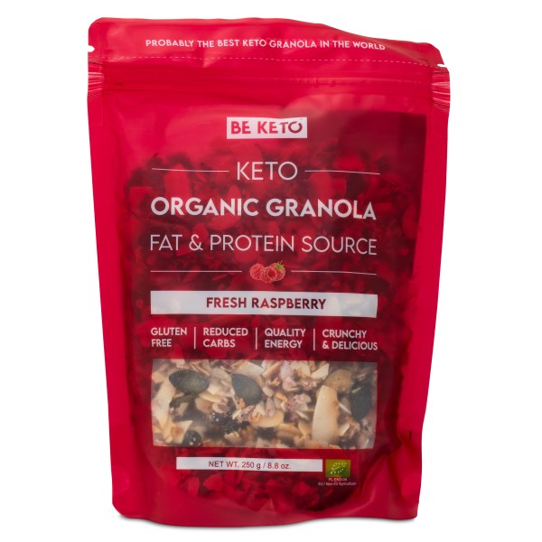 BeKeto KETO Organic Granola, Fresh Raspberry, 250 g