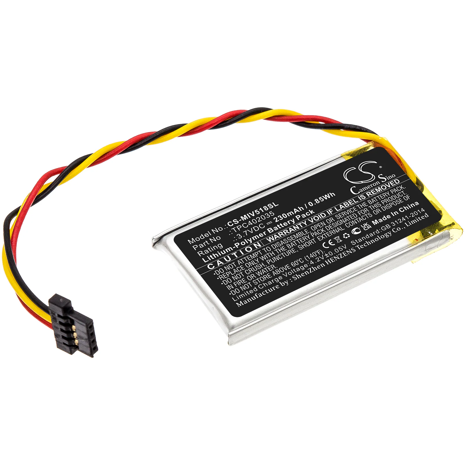 Cameron Sino batteri Tpc402035 till Mio MiVue 508/518/538/568/588/608/618/658/688/698/792/528