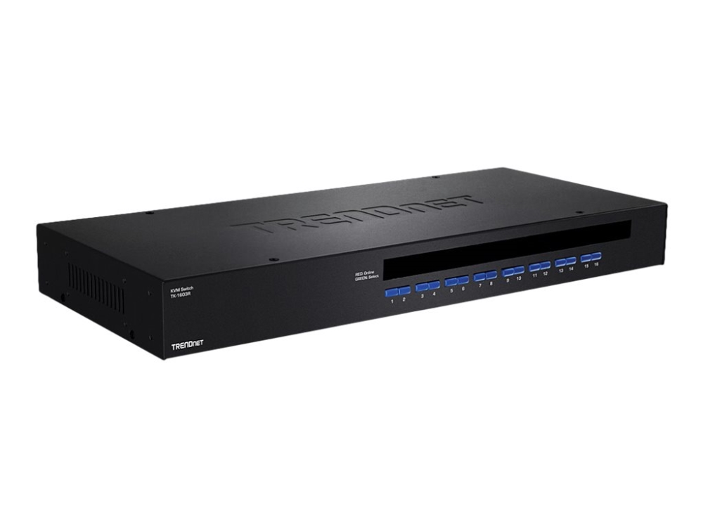 TRENDnet TK 1603R - Omkopplare för tangentbord/video/mus/USB - 16 x KVM / USB - 1 lokal användare - rackmonterbar - TAA-kompatibel