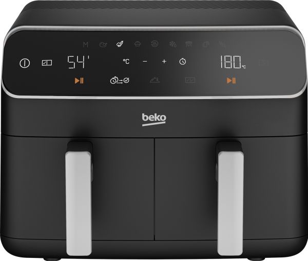 Beko FRL5388B, Varmluftsfritös, 8,5 l, Dubbel, Svart, Röra, Fristående