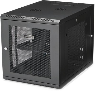 19" Skåp StarTech.com 12U, 610x854x640mm, stående eller väggmonterat, gångjärnsupphängning - Svart
