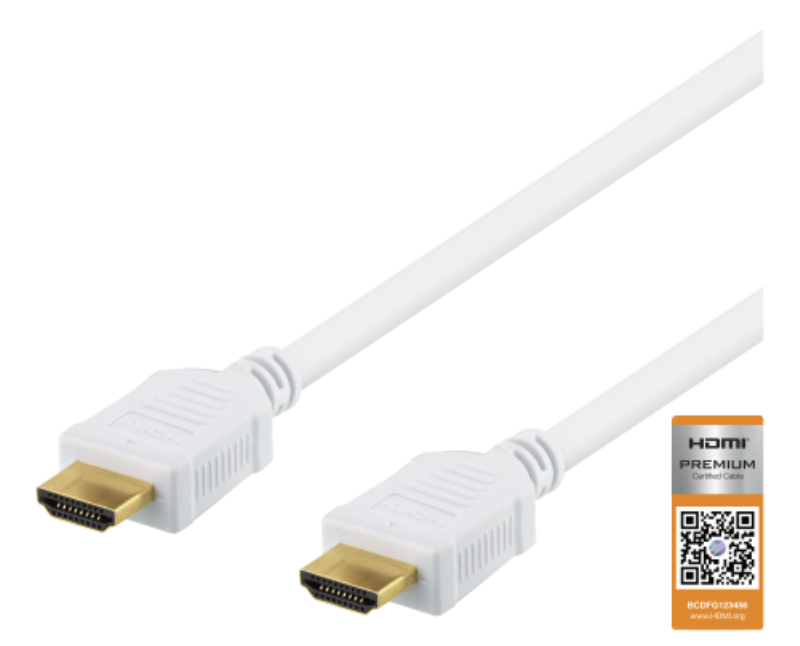 Deltaco Premium HDMI Kabel, Ethernet, 4K, 2 Meter - Vit
