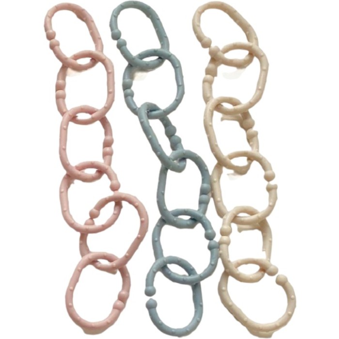Fresh Kid Barnvagnsringar beige/grå/rosa, 18-pack