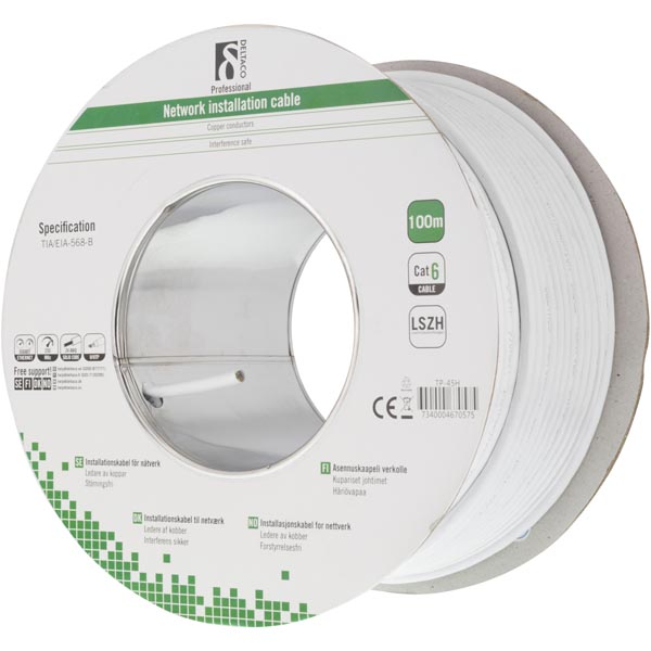 DELTACO U/UTP TP-installationskabel Cat6 100 m Vit, bild 4