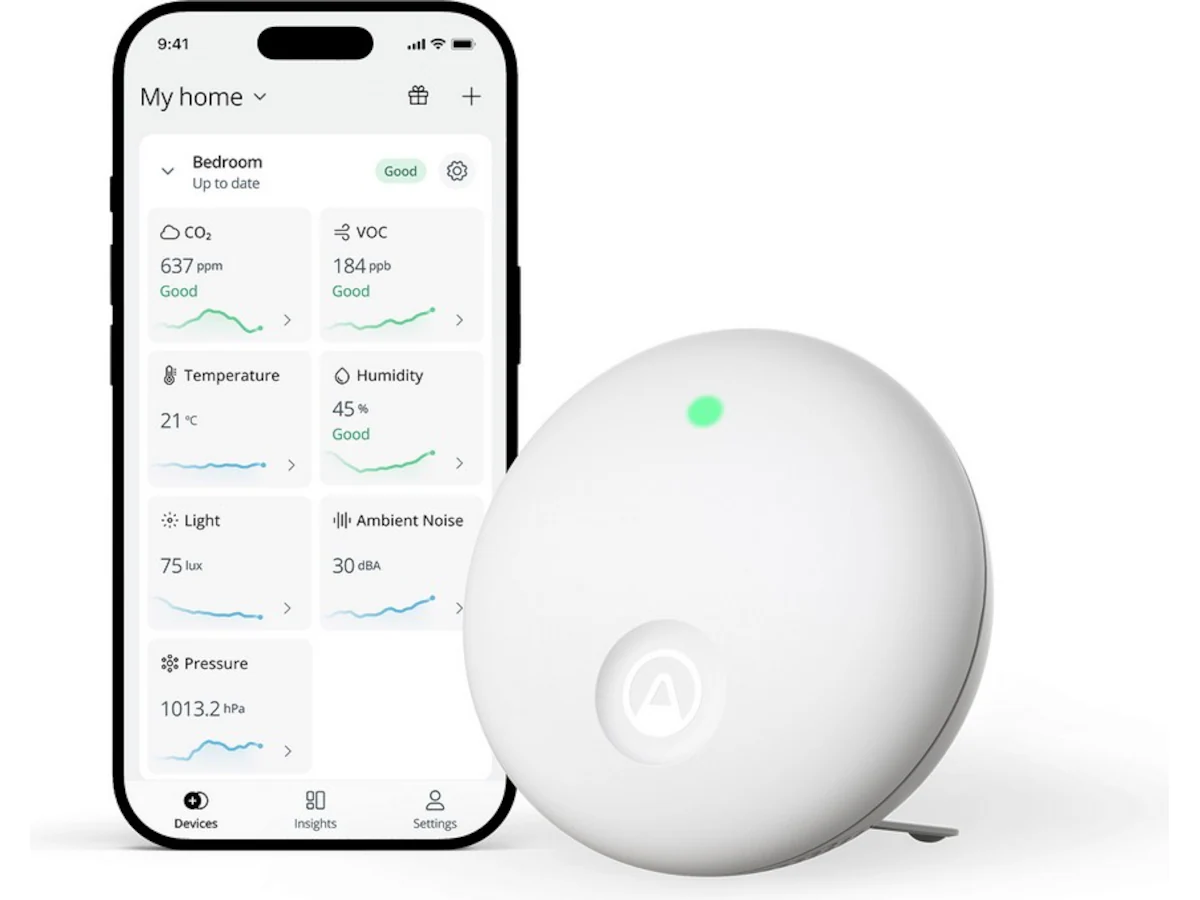 Airthings Wave Enhance luftkvalitetsmonitor för inomhusbruk 3302775 (vit)