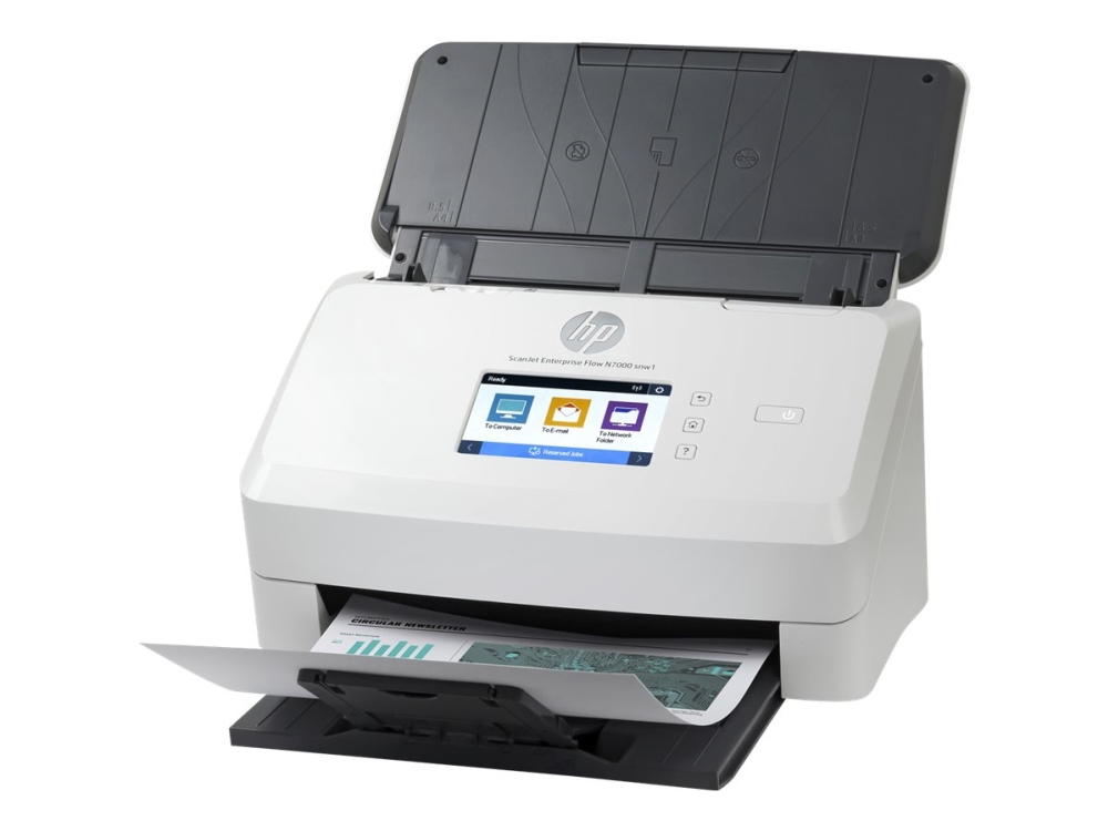 HP ScanJet Enterprise Flow N7000 snw1 - Dokumentskanner - CMOS/CIS - Duplex - 216 x 3100 mm - 600 dpi x 600 dpi - upp till 75 sidor/minut (mono) / upp till 75 sidor/minut (färg) - ADM (80 ark) - upp till 7500 scanningar per dag - USB 3.0, LAN, Wi-Fi(n)