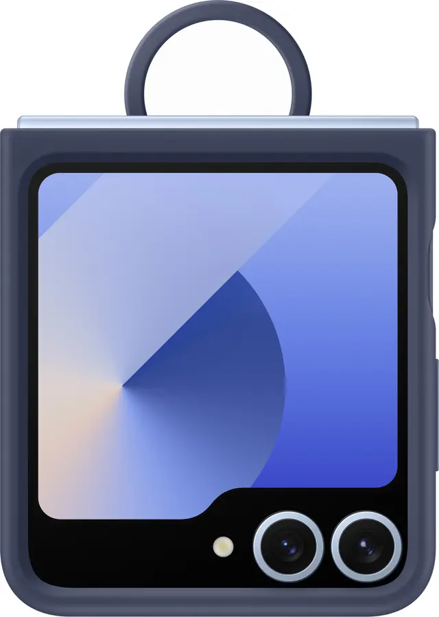 Samsung Galaxy Z Flip7 FE/Flip6 5G silikonfodral med ring, marinblå