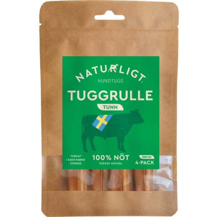Naturligt Hundtugg Tuggrulle Tunn 4-pack
