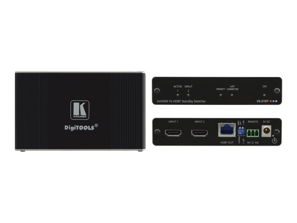Kramer DigiTOOLS VS-21DT - Video-/ljudomkopplare - 2 x HDMI - skrivbordsmodell