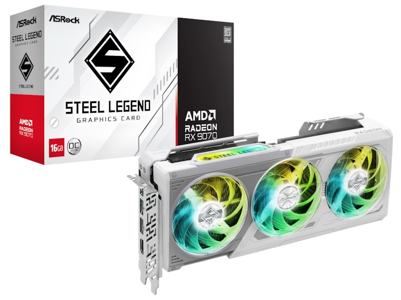 ASRock Radeon RX 9070 Steel Legend OC 16 GB GDDR6, HDMI/3xDP, bild 3