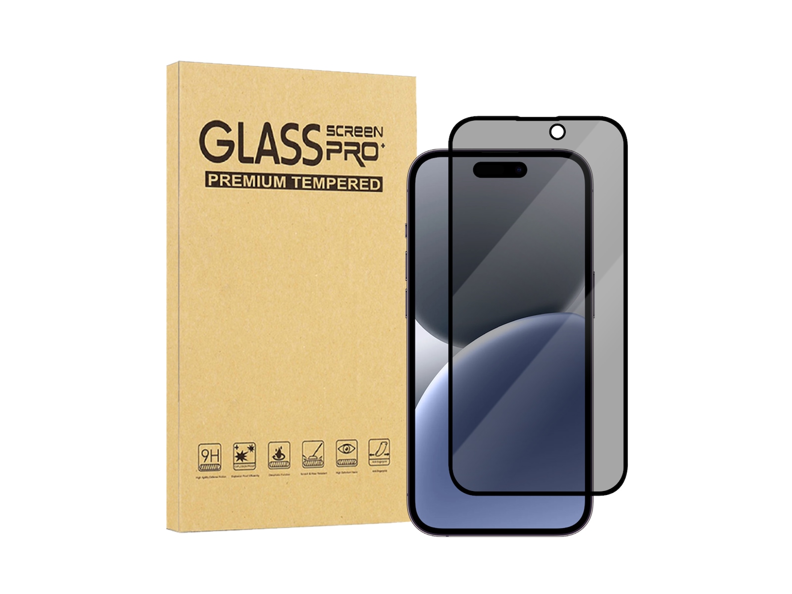 iiglo iPhone 16 Plus / 15 Plus 3D Privacy Glass skärmskydd