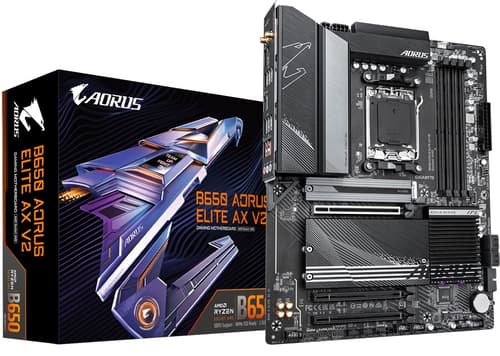 Gigabyte B650 AORUS ELITE AX V2, AMD AM5, PCI Express, ATX, 4xDDR5, 3xM.2 + SATA3 RAID, HDMI/DP, USB-C, 2.5Gbe LAN, WiFi 6E, Bluetooth 5.3, RGB Fusion, bild 3