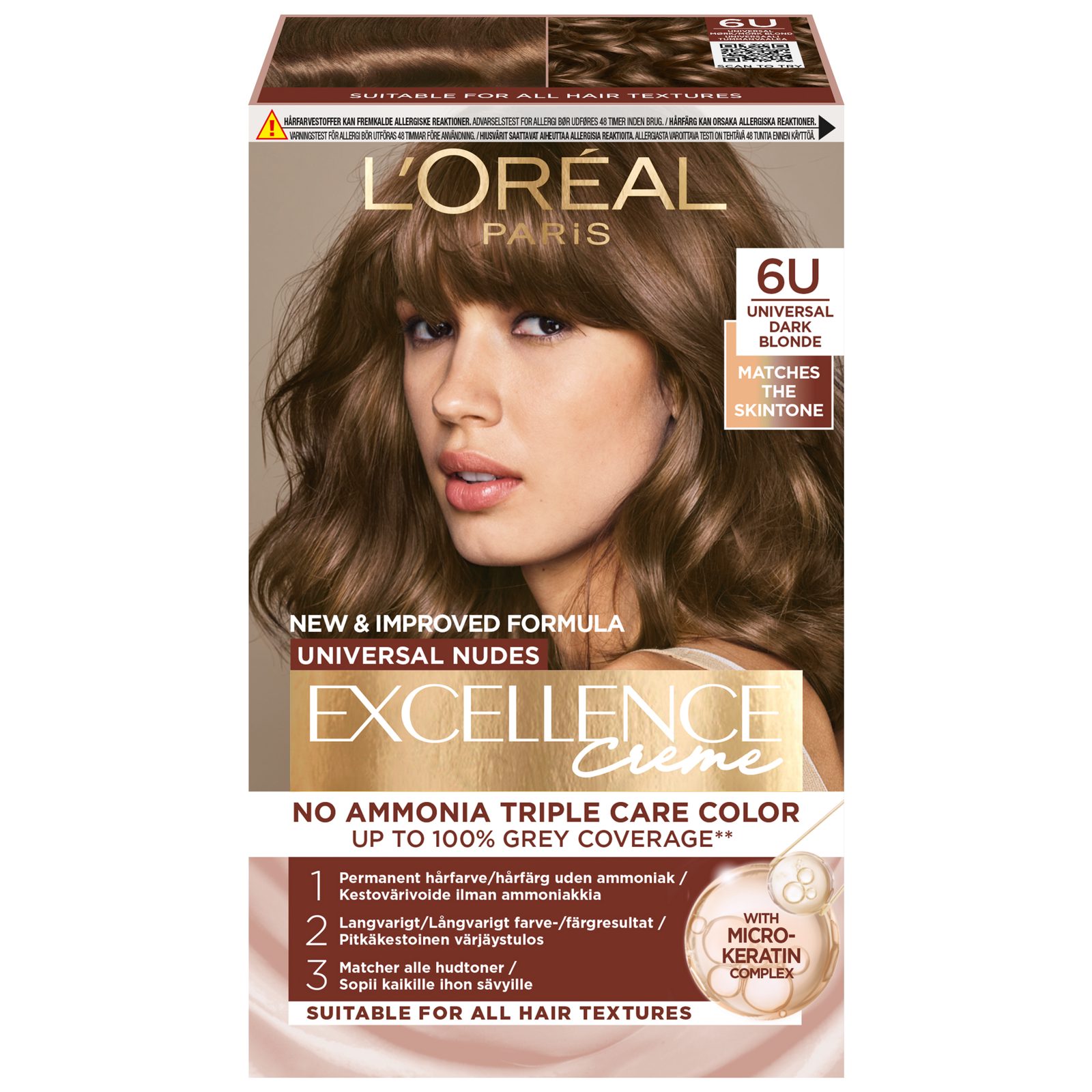 Loreal Paris Excellence Creme Universal Nudes 6U Universal Dark Blonde