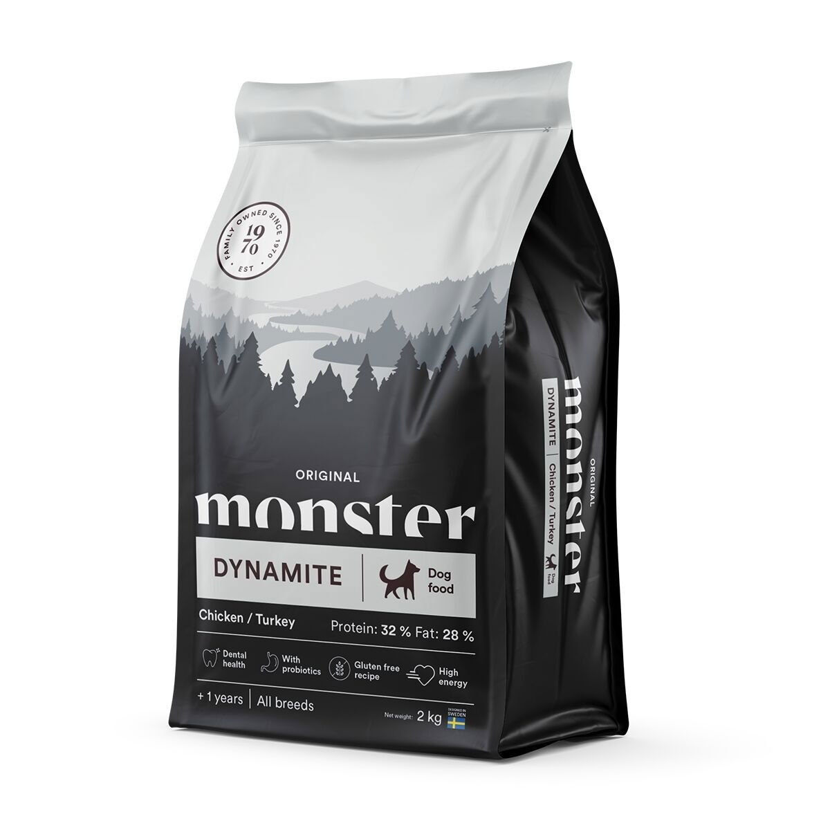 Monster Dog Adult All Breeds Dynamite Chicken & Turkey Torrfoder till Hund 2 kg