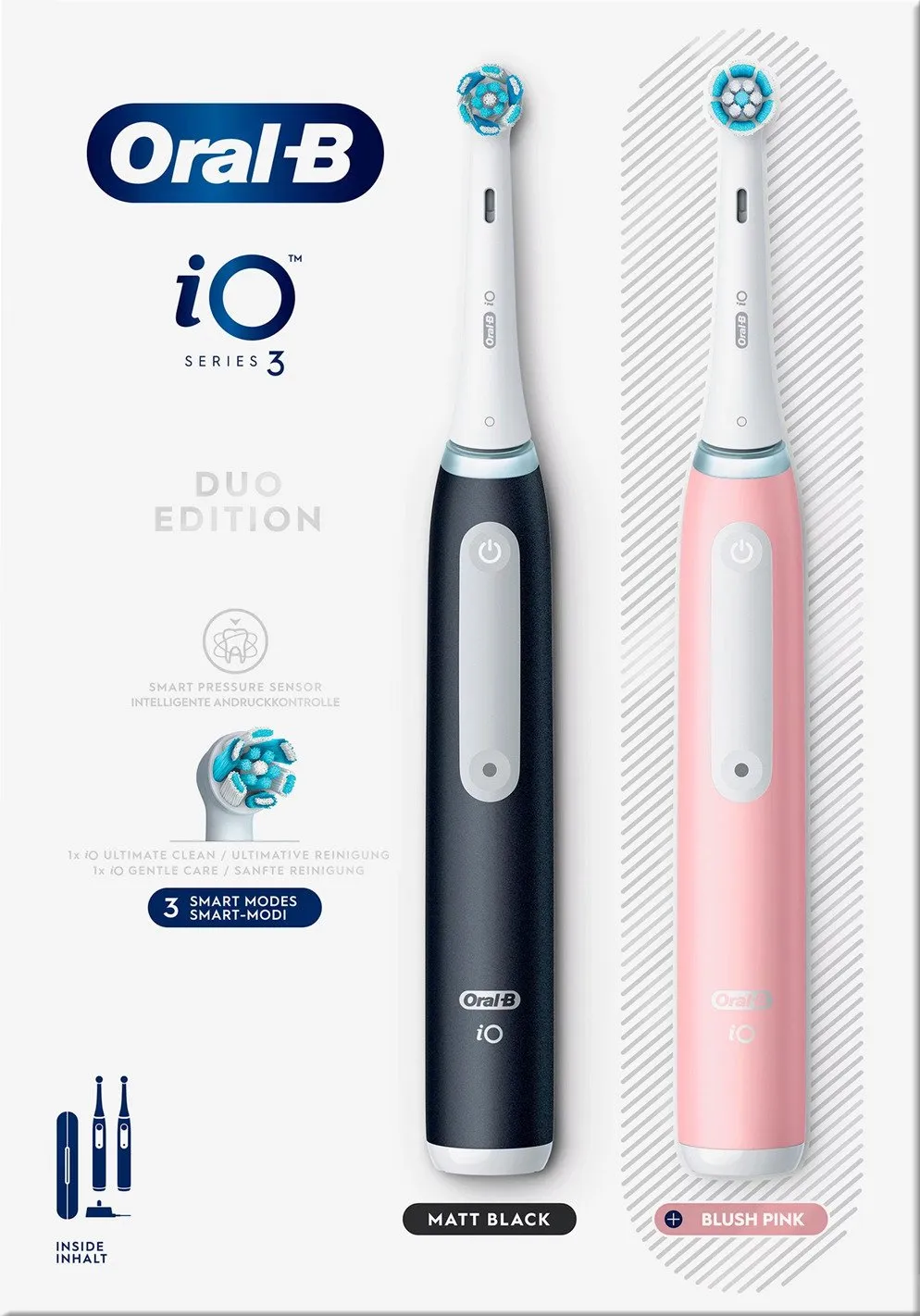 Oral-B iO Series 3 Eltandborste – dubbelpack – svart och rosa