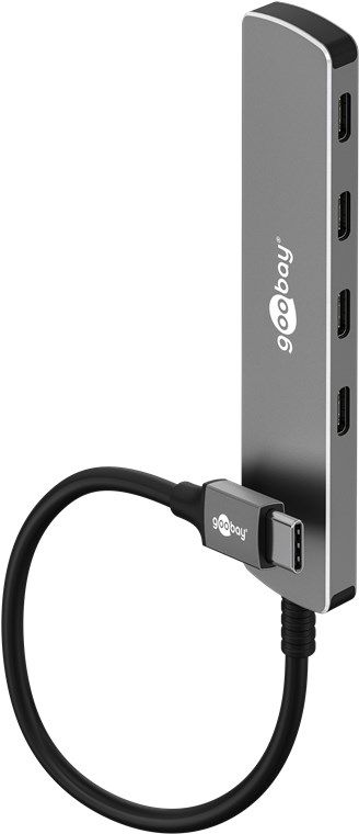 Goobay 79160, USB 3.2 Gen 1 (3.1 Gen 1) Typ-C, USB 3.2 Gen 1 (3.1 Gen 1) Typ-C, 5000 Mbit/s, Grå, Aluminium, Plast, 0,1 m