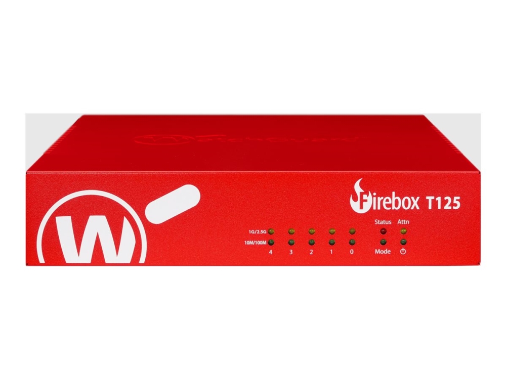 WatchGuard Firebox T125 - Säkerhetsfunktion - 4 portar - 1GbE, 2.5GbE