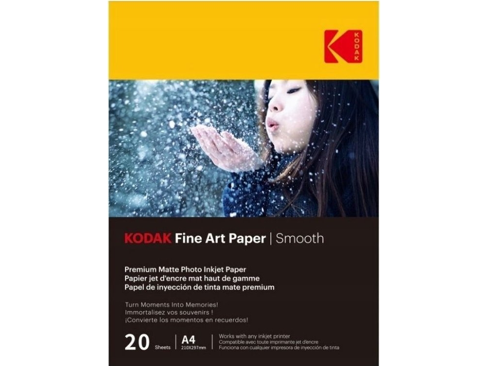 Kodak Premium FineArt Smooth fotopapper 20 ark A4 21×30 cm / CAT 9891-092