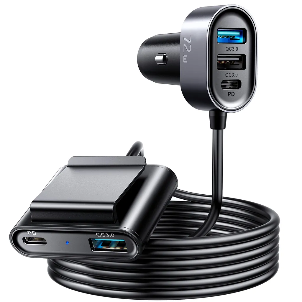 Joyroom 72W högeffekt USB-billaddare 3xUSB-A 3.0 & 2xUSB-C 3.0