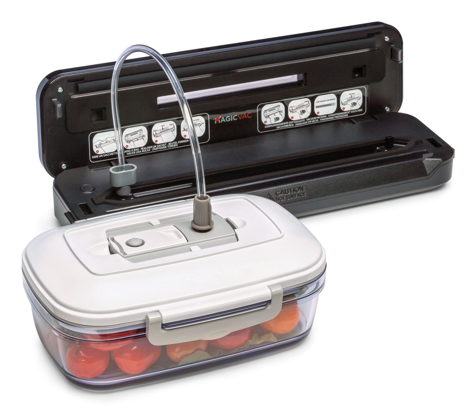 Magic Vac Compact, Svart, 750 mbar, Burk, Endast försegling, Vakuumförsegling, Plast, Knappar, 30 cm