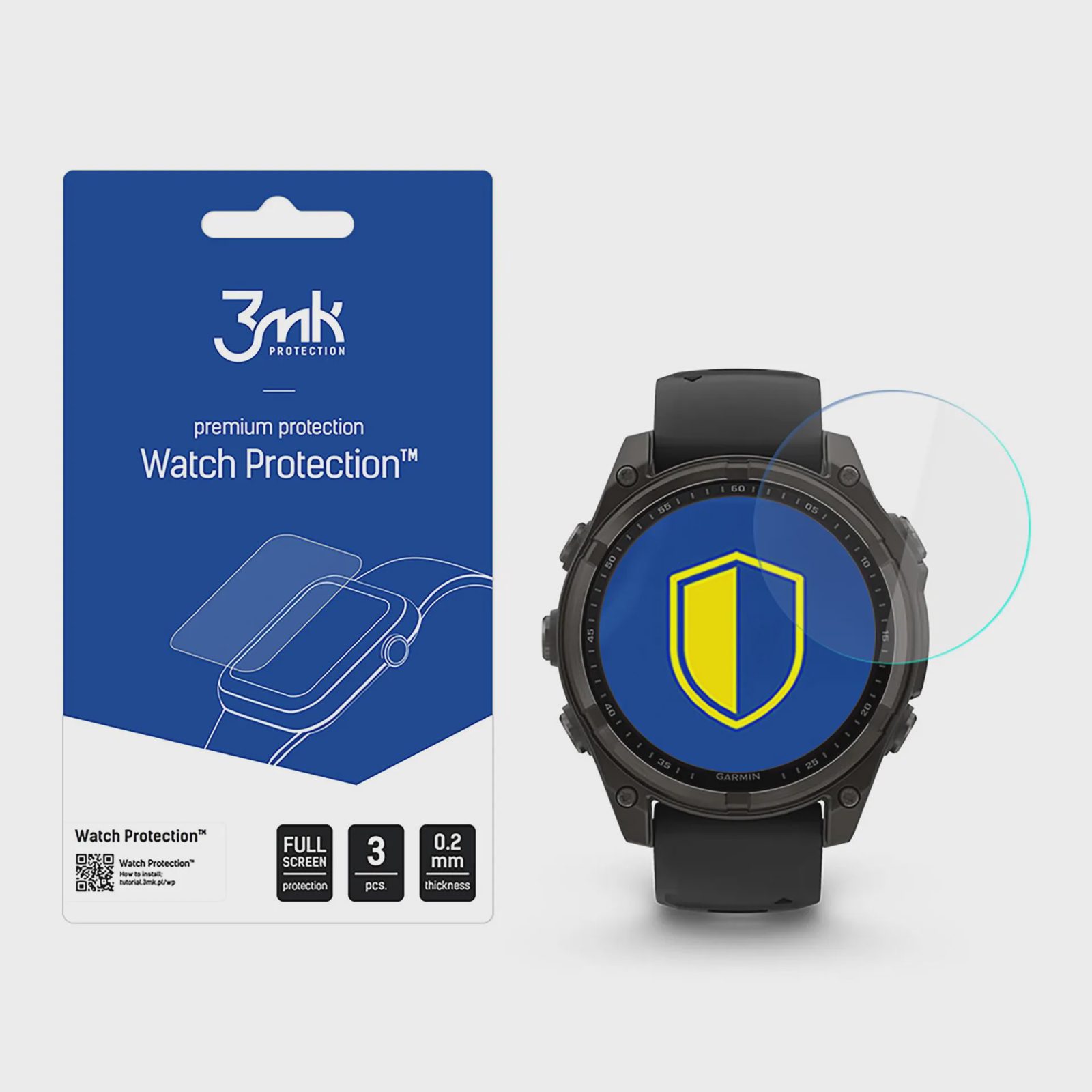 Hybrid Glass 3mk skärmskydd FlexibleGlass för Garmin Fenix 8 Solar – safirglas 47 mm