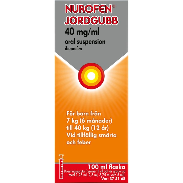 Nurofen Jordgubb oral suspension 40 mg/ml 100 ml