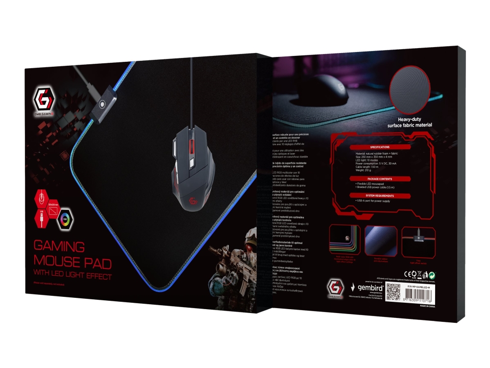 Gembird Gaming mouse pad with LED light effect - medium