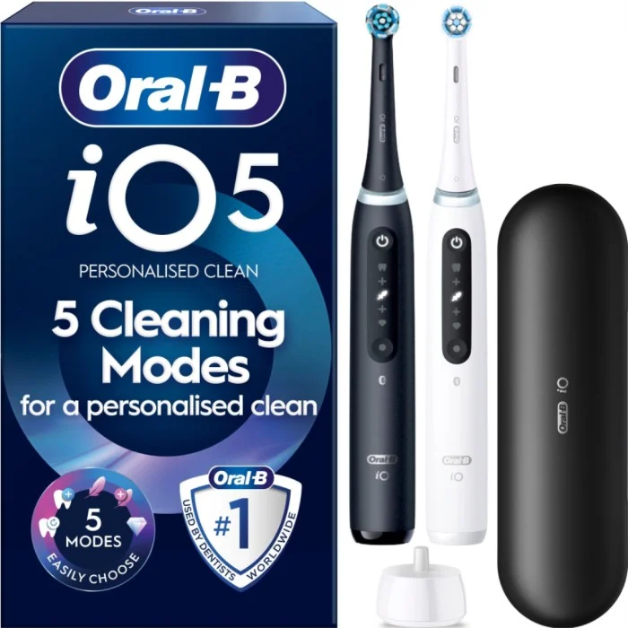 Oral-B iO5 Duo Edition eltandborste, mattsvart & Quite White