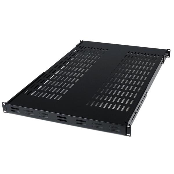 19" Startech rackhylla, justerbart djup 19-38", ventilerad, 1U, 80 kg - svart, bild 4