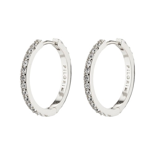 PILGRIM - EBNA Medium Crystal Hoops - Silver Plated - 18 mm