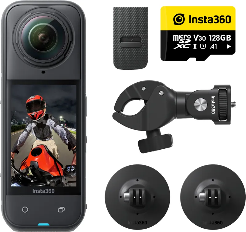 Insta360 X5 actionkamera 8K 72 MP 120 fps, motorcykelpaket