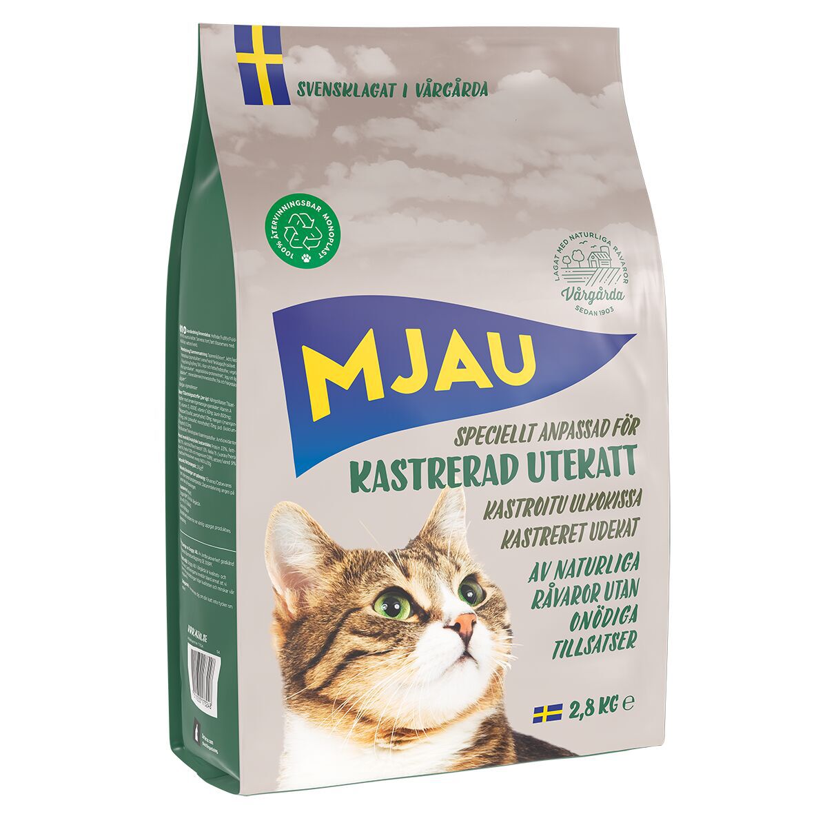 Mjau Kastrerad Utekatt Torrfoder till Katt 2,8 kg