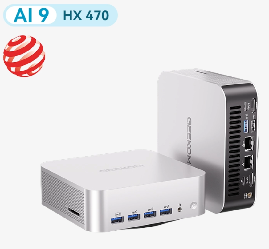 Geekom MiniPC A9 Max 2026 Edition, AMD Ryzen AI 9 HX 370, 32 GB RAM, 1 TB PCIe SSD, Radeon 890M, WiFi 7, Bluetooth 5.4, 2x2.5GbE LAN, Win11 Pro, bild 3