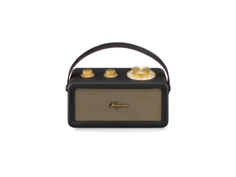 Sangean RA-101 FM-radio med Bluetooth-högtalare, uppladdningsbar, svart/guld