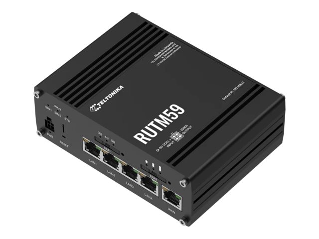 Teltonika RUTM59 5G WWAN-router, 4-portars gigabitswitch, DIN-skena
