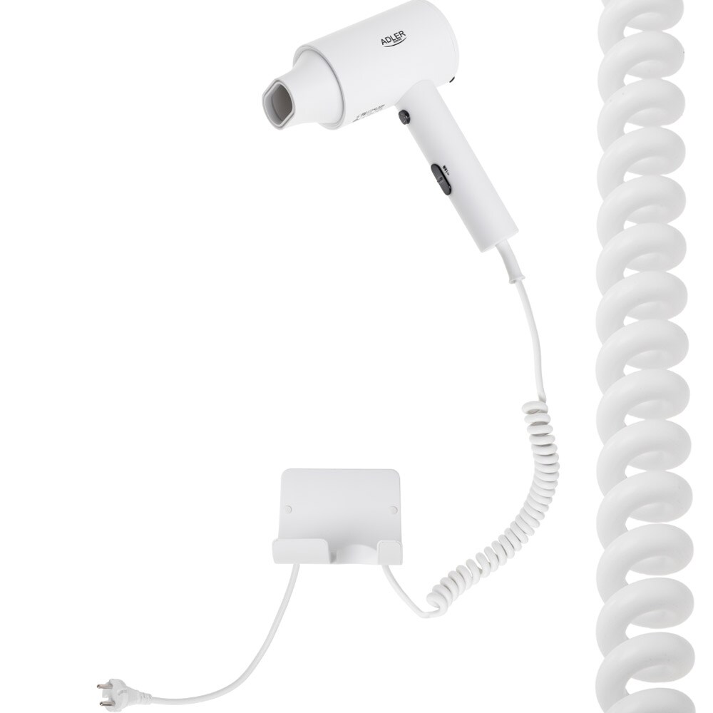 Väggmonterad hårtork med 2000 W effekt och överhettningsskydd - Vit, bild 5
