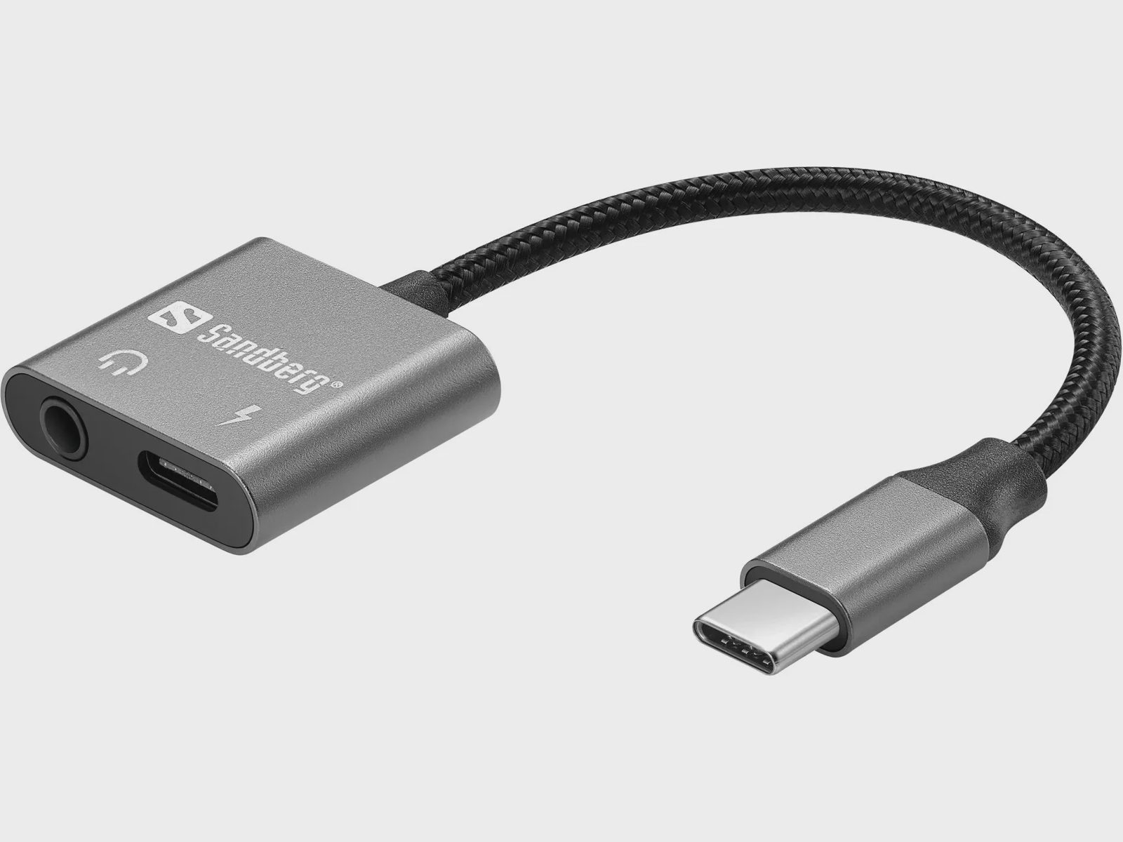 Sandberg - USB-C till hörlursuttag/laddningsadapter - 24 pin USB-C hane till 24 pin USB-C, minijack hona - USB-strömförsörjning (65W)