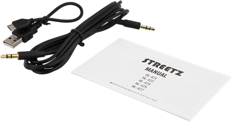 STREETZ Vikbart on-ear BT headset, 3.5 mm, svart