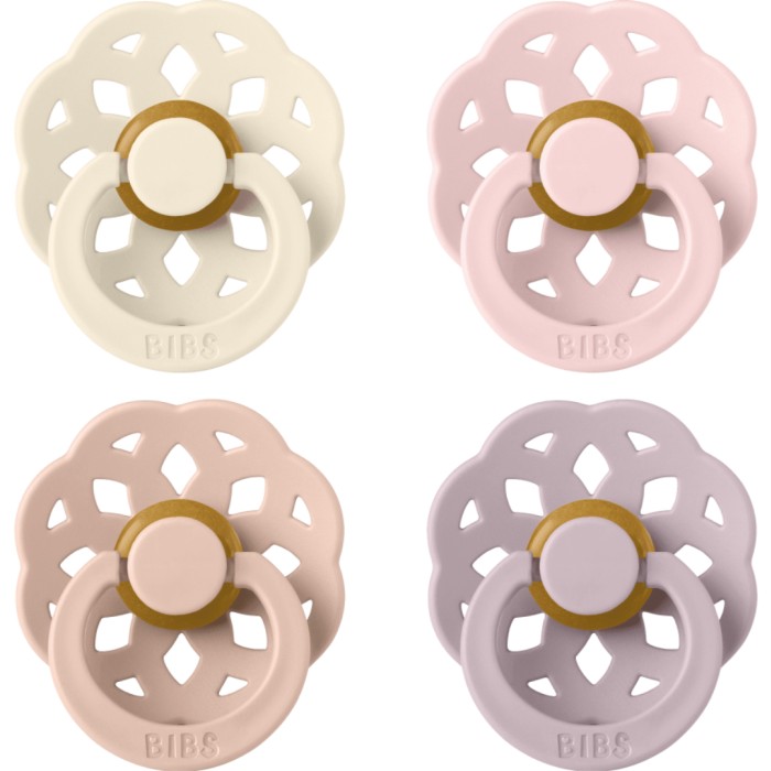 BIBS Pacifier Boheme 4-pack Latex Size 2 Ivory/Blush/Blossom/Dusky Lilac