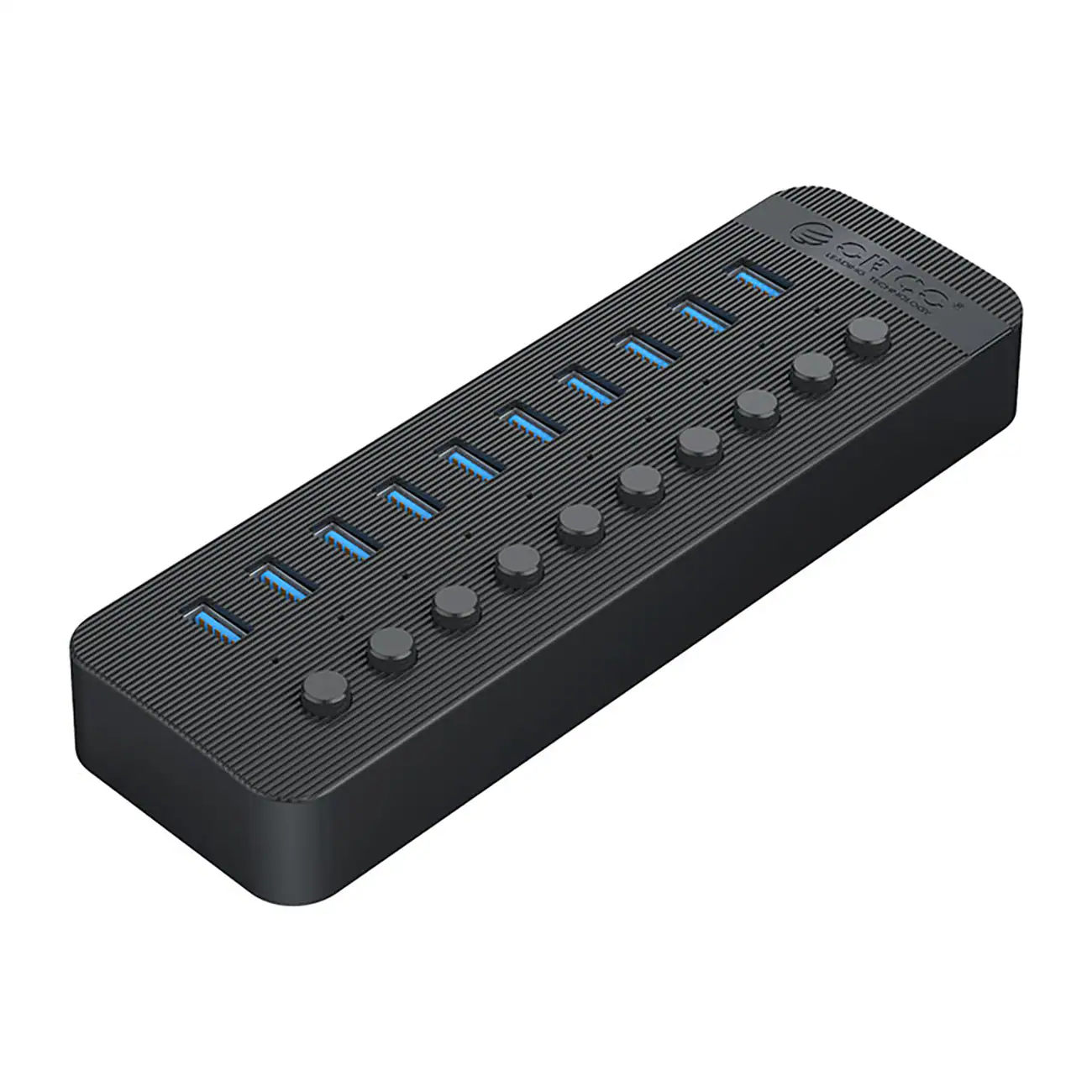 Orico CT2U3-10AB 10-portars USB-A 3.0-hubb med strömbrytare – svart