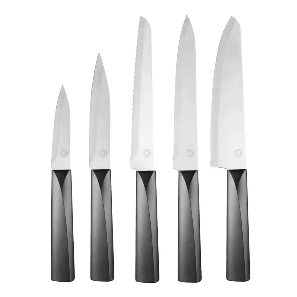 MasterChef knivset 5 delar / japanskinspirerade köksknivar / kockkniv, brödkniv och skalkniv / non-stick