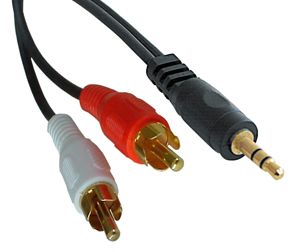 Lindy 35680, 3,5mm, Hanstik, 2 x RCA, Hanstik, 1 m, Sort