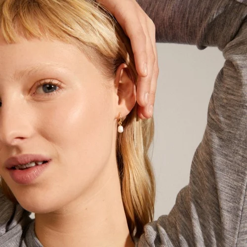 PILGRIM - BERTHE Pearl Hoop Earrings - Gold-Plated - 20 mm