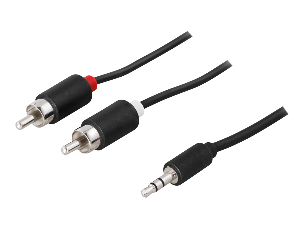 Ljudkabel, 3,5mm ha - 2xRCA ha 5m, svart
