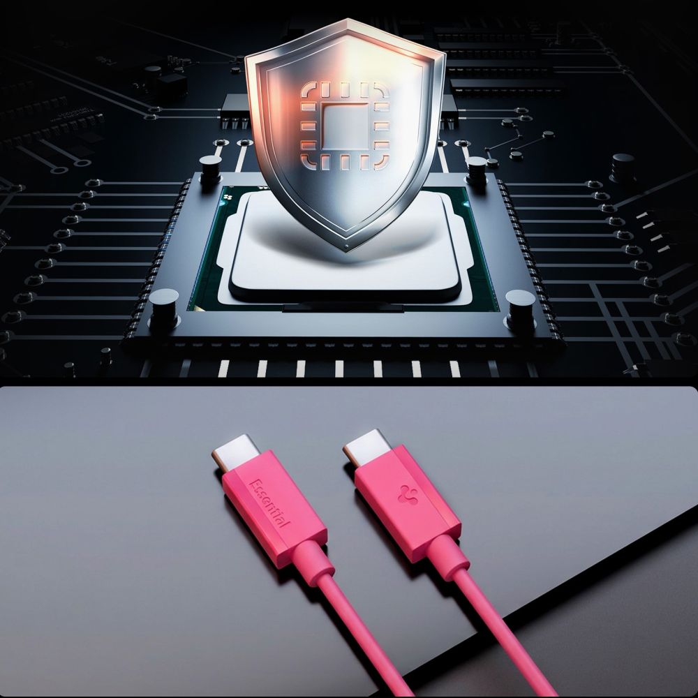 Spigen Essential EB6015CC USB-C-kabel 60 W, 100 cm – rosa, bild 4